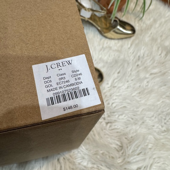 New🌿J.Crew Gold Y-Strap Heels - Picture 7 of 8
